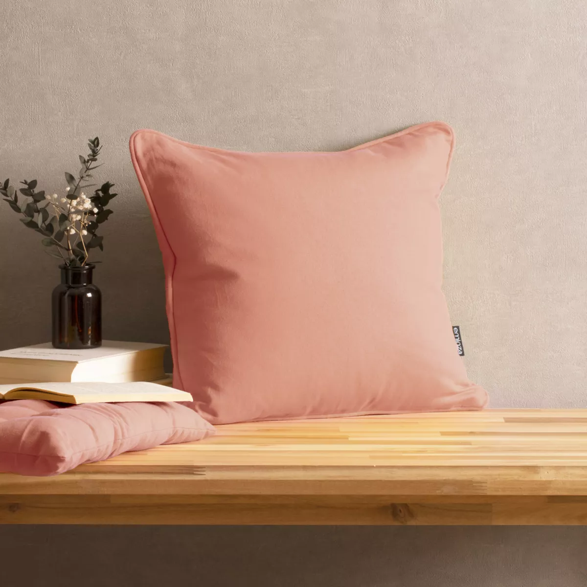 Coussin carré coton (40 x 40 cm) Pixel Rose pêche