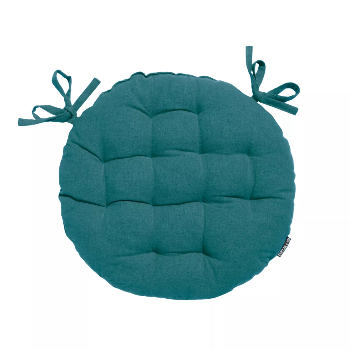 Coussin de chaise rond coton (40 cm) Pixel Bleu canard