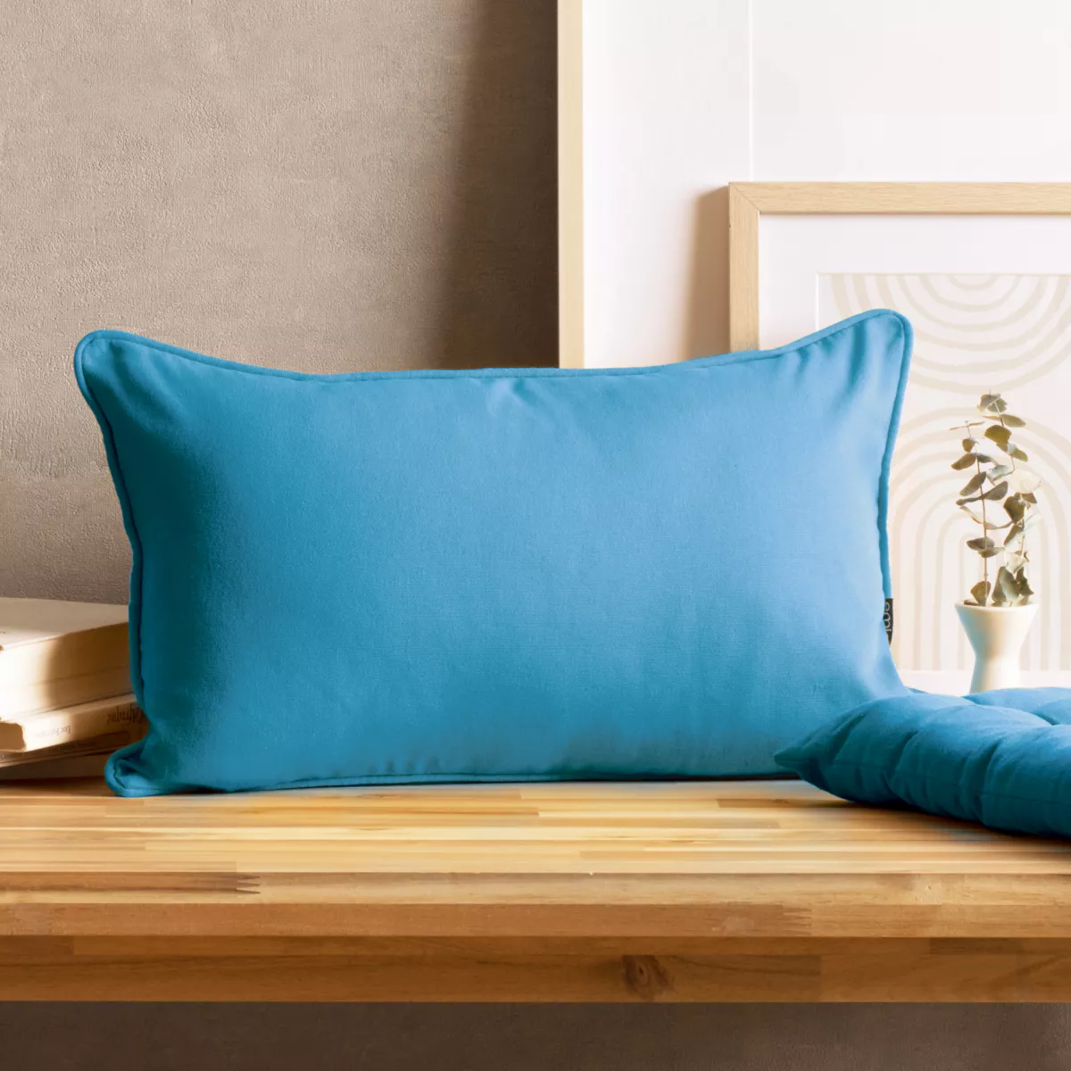 Coussin rectangulaire coton (30 x 50 cm) Pixel Bleu turquoise