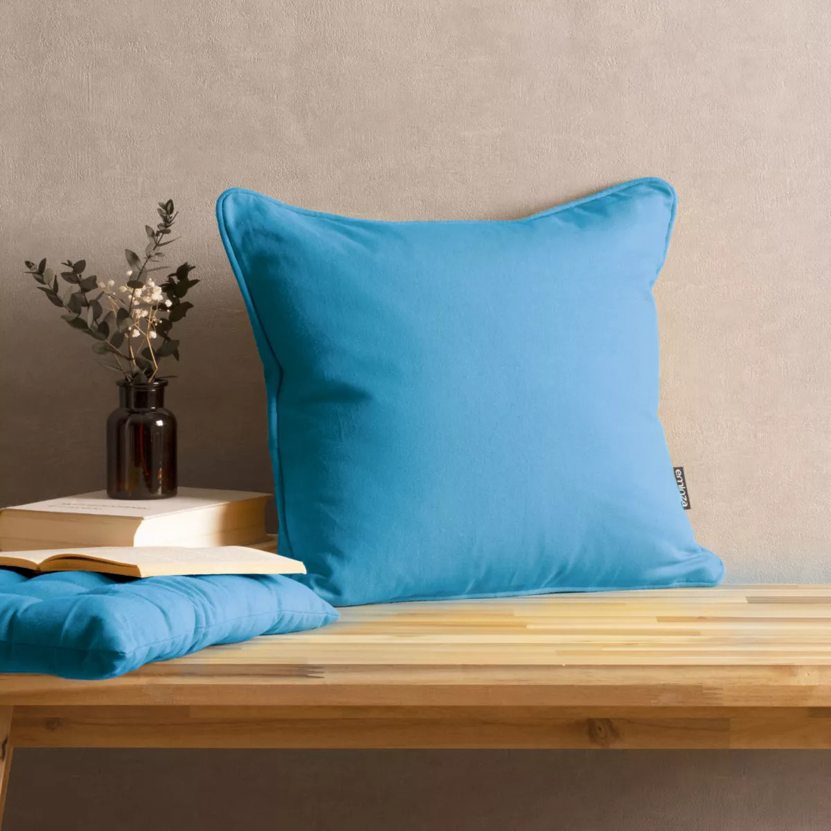 Cuscino quadrato in cotone (40 x 40 cm) Pixel Blu turchese