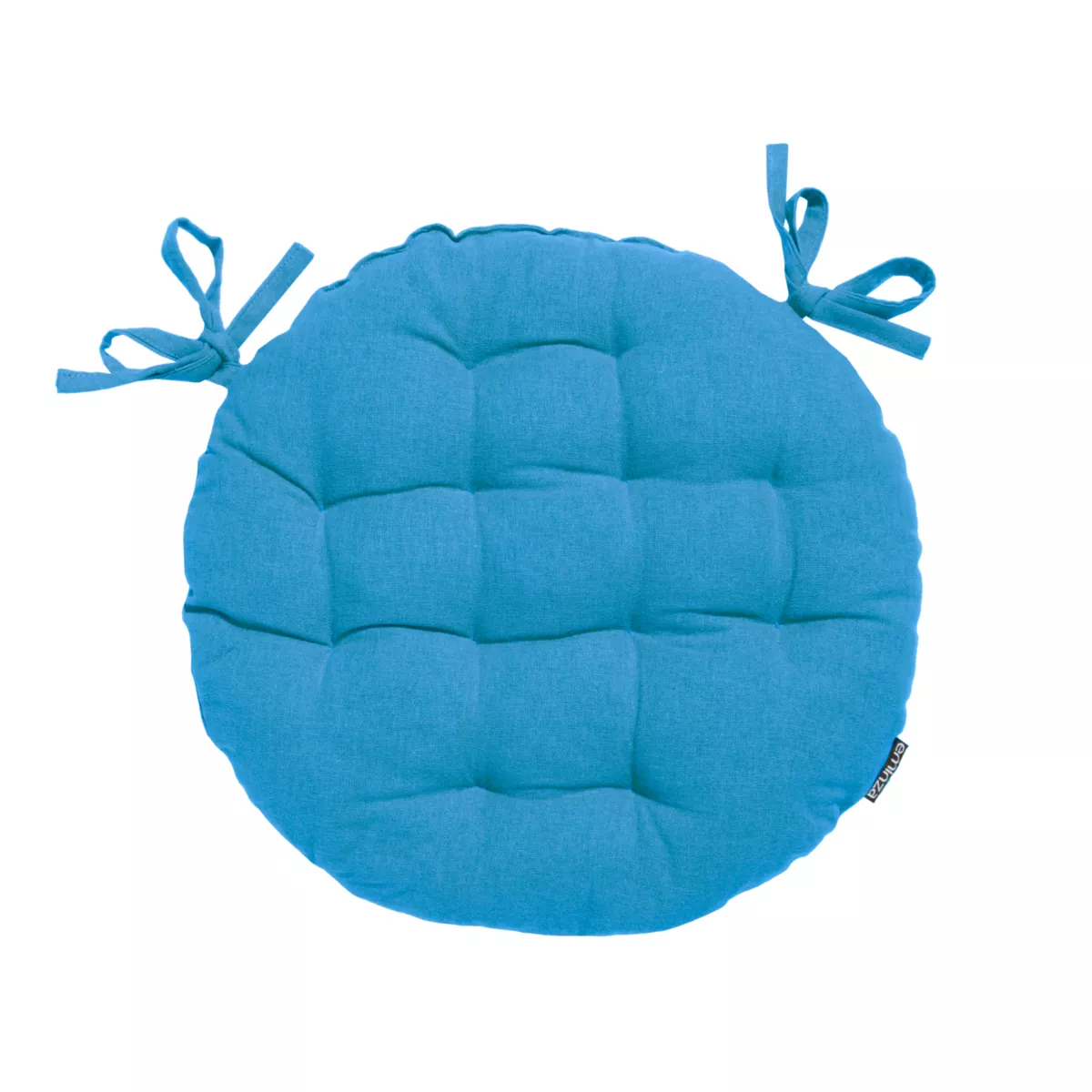 Coussin de chaise rond coton (40 cm) Pixel Bleu turquoise