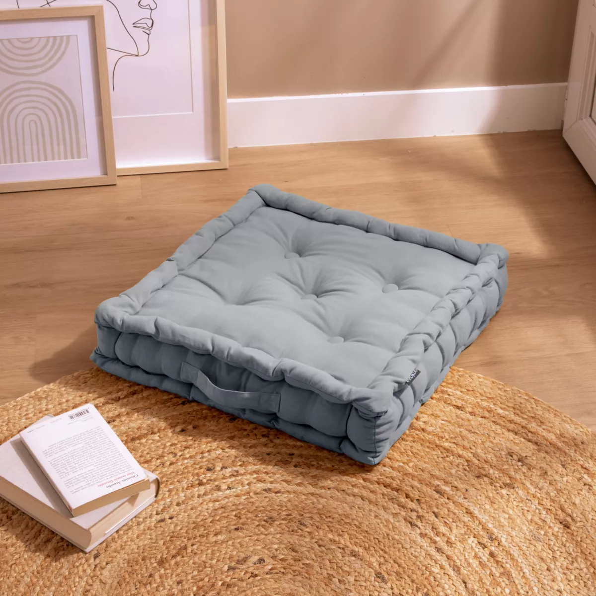 Coussin de sol coton (50 x 50 cm) Pixel Gris