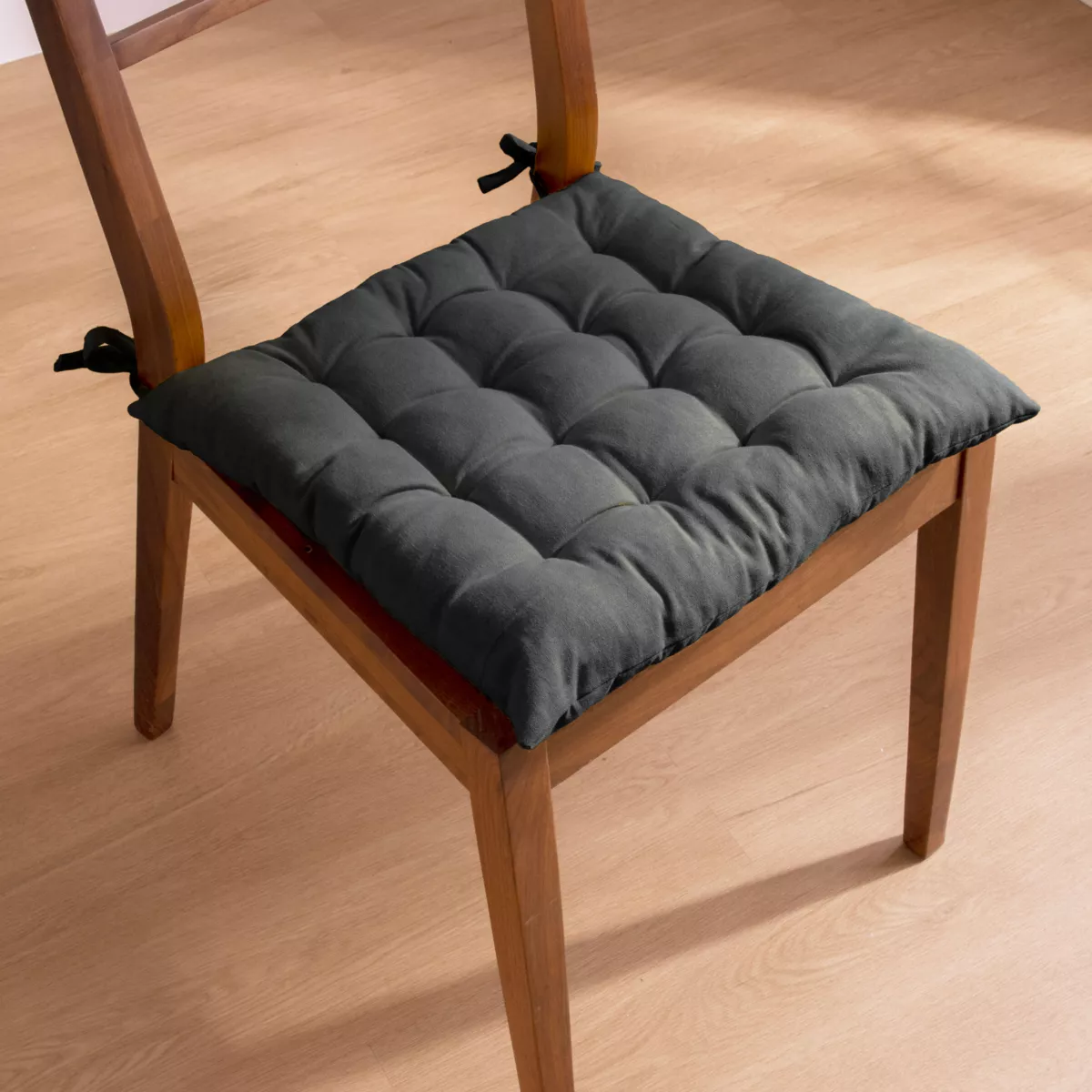 Coussin de chaise carré coton (40 x 40 cm) Pixel Gris anthracite