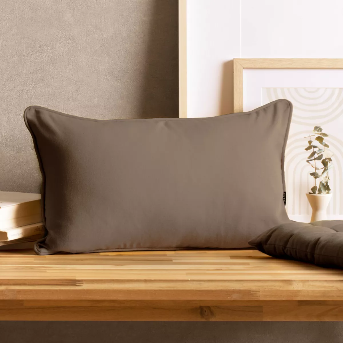 Coussin rectangulaire coton (30 x 50 cm) Pixel Taupe