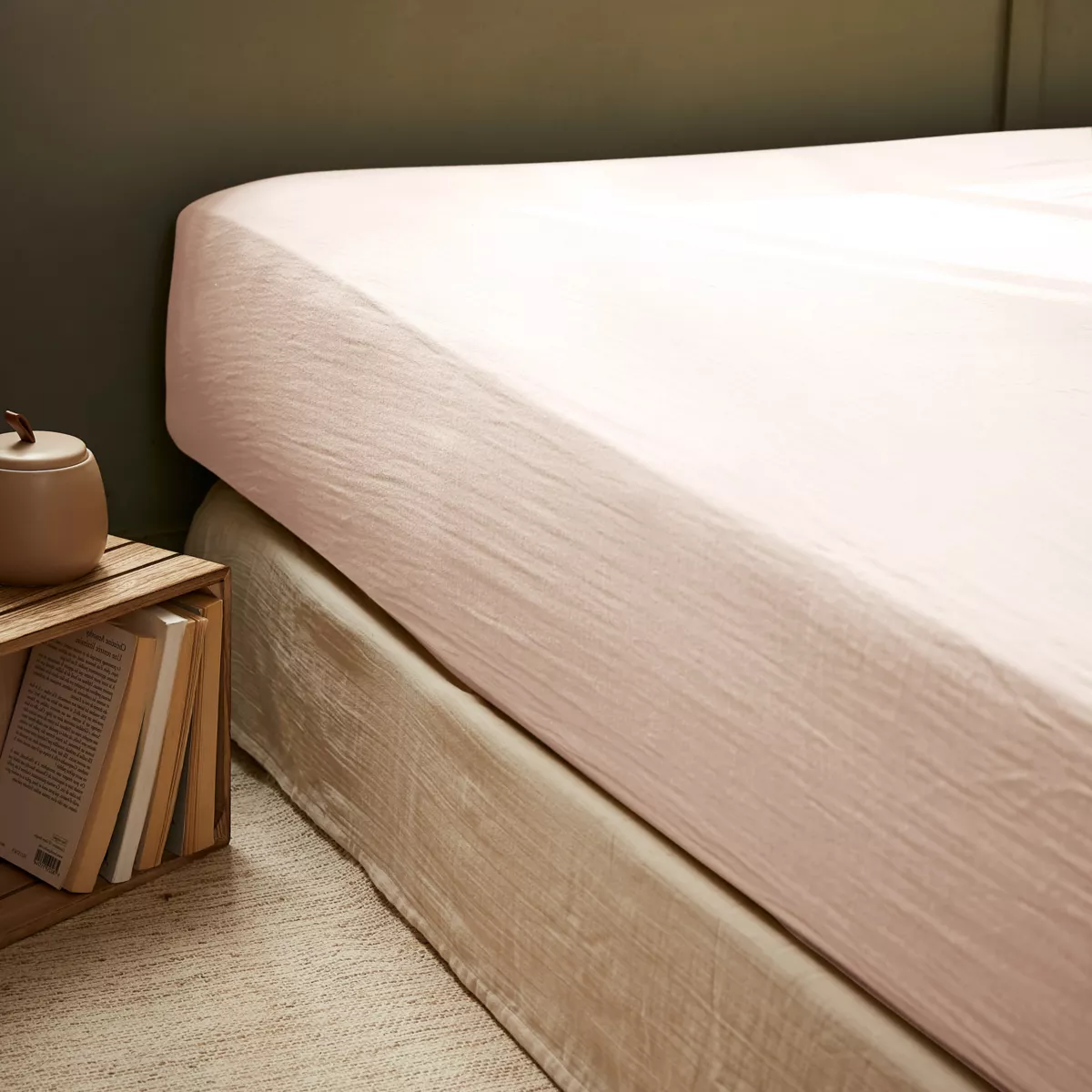 Lenzuolo con angoli di cotone (90 x 200 cm) Gaïa Rosa cipria