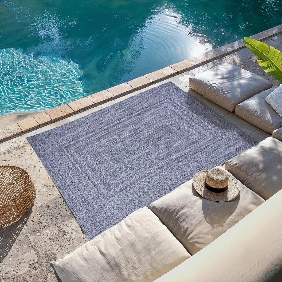 Tapis d'extérieur rectangulaire (120 x 170 cm) Pablo Poivre et sel