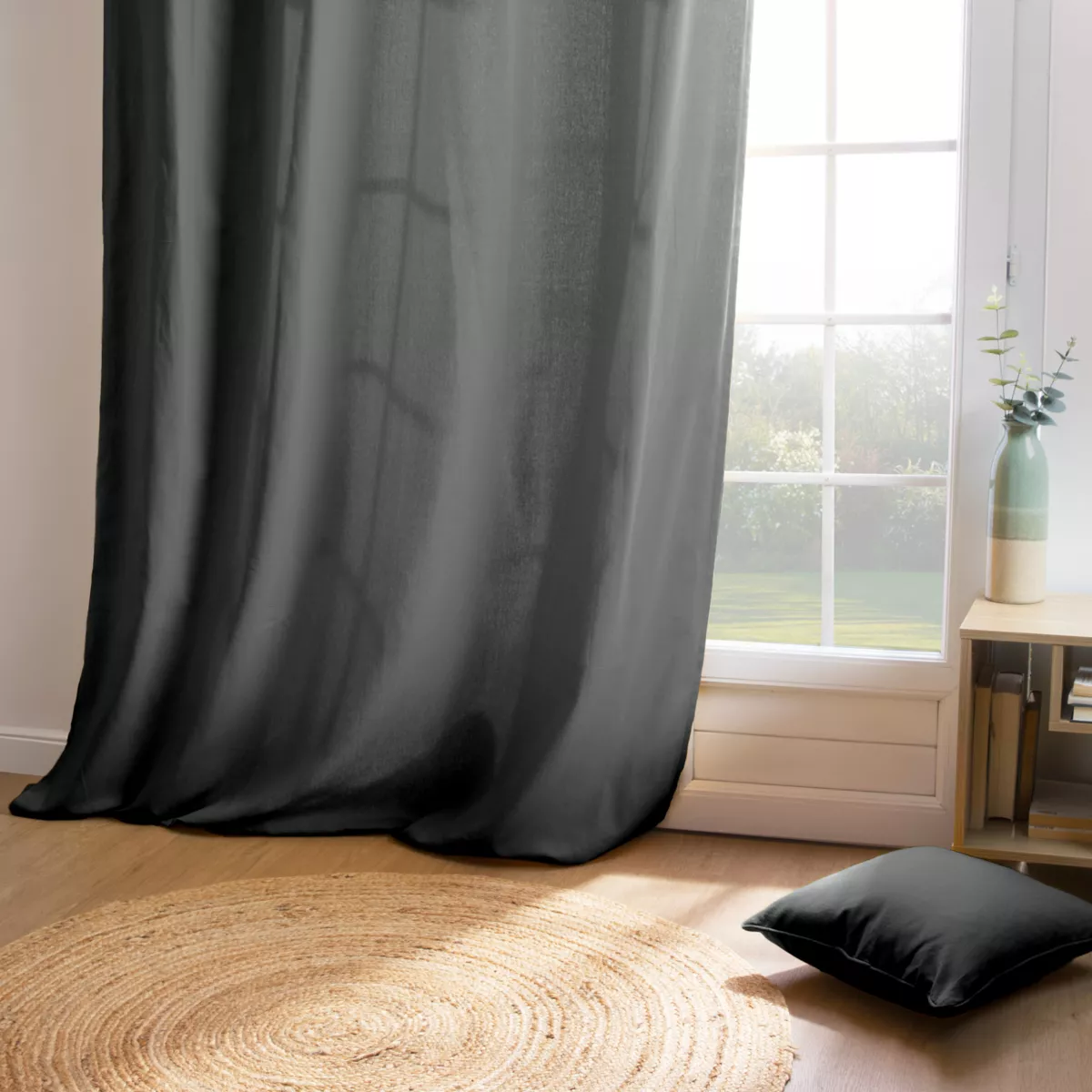 Overgordijn van katoen (140 x 260 cm) Pixel Antraciet grijs