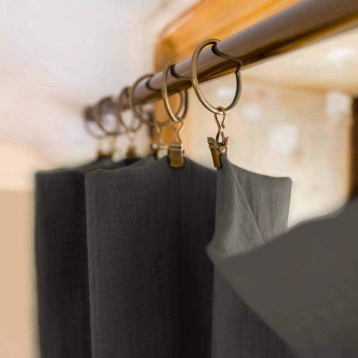 Tenda garza di cotone regolabile  (180 x max 300 cm) Gaïa Grigio granito