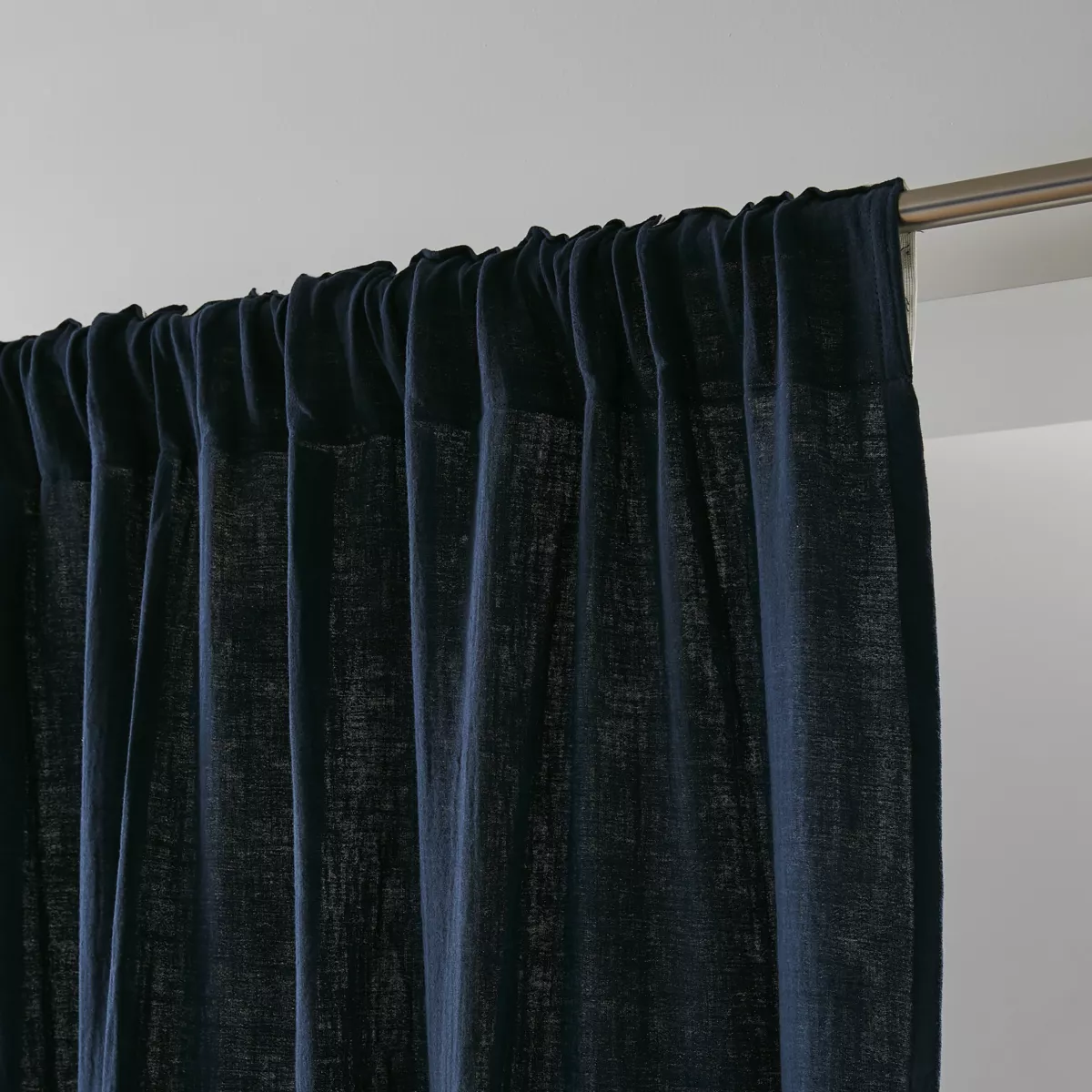 Tenda in  garza di cotone a passanti nascosti (180 x 240 cm) Gaïa Blu notte