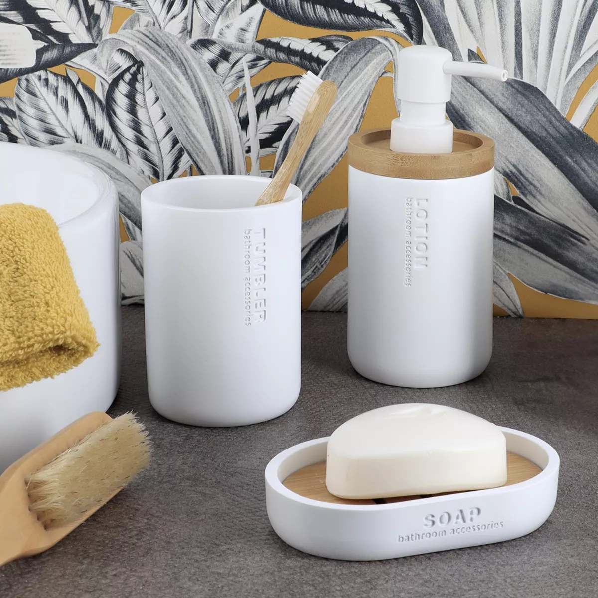 Set de accesorios de baño Purebamboo Blanco