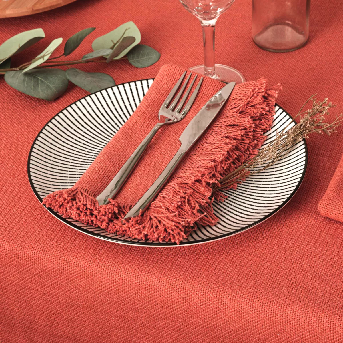 Lot de 2 serviettes coton Maha Terracotta 1