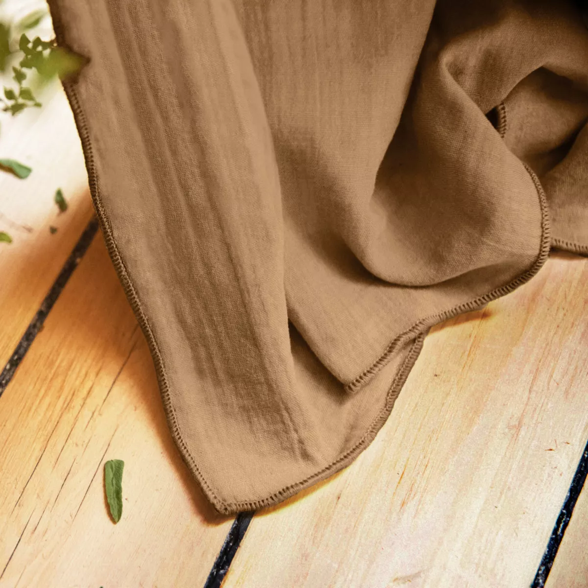 Rideau gaze de coton ajustable (140 x max 300 cm) Gaïa Camel 6