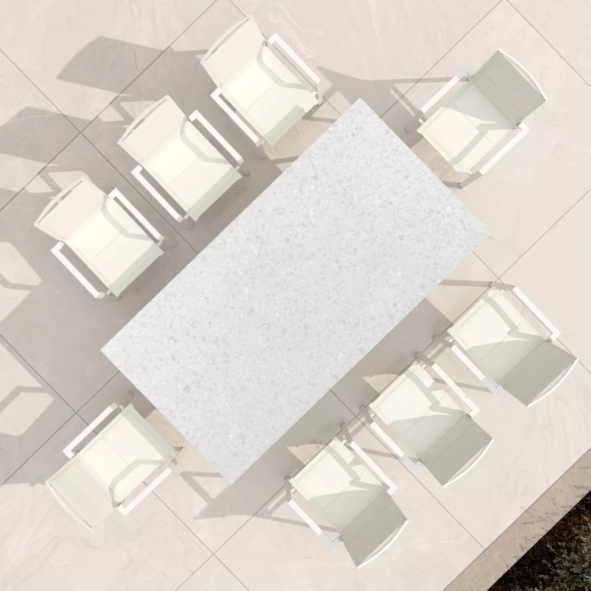 Tuintafel aluminium/HPL 10 zitplaatsen (220 x 115 cm) Biarritz - Stenen effect Wit