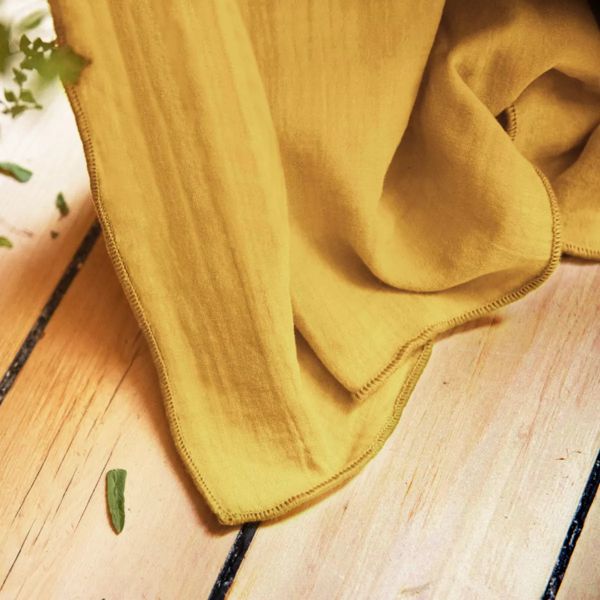 Rideau gaze de coton galon fronceur (180 x 240 cm) Gaïa Jaune safran