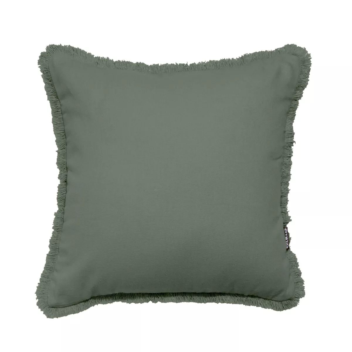 Cuscino quadrato in cotone (45 x 45 cm) Pixel con frange Verde cachi