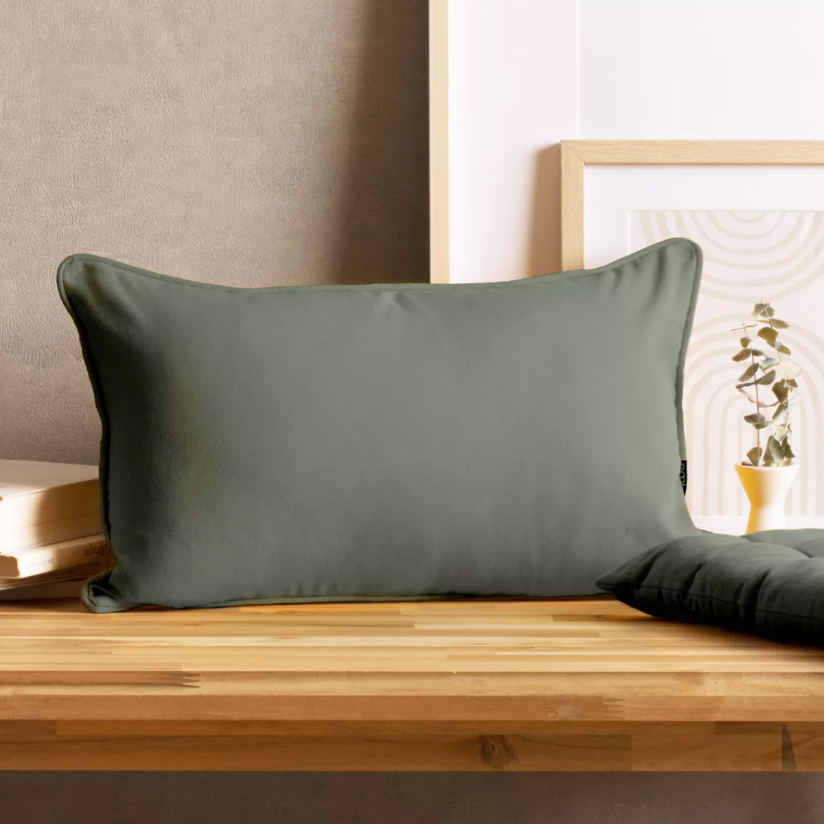 Coussin rectangulaire coton (30 x 50 cm) Pixel Vert kaki