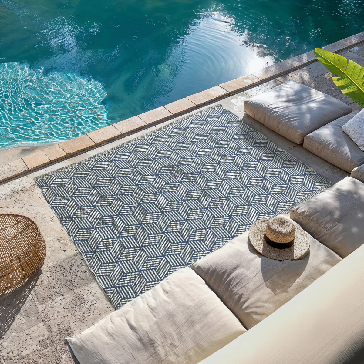 Tappeto per esterno rettangolare (180 x 120 cm) Malaga - Blu