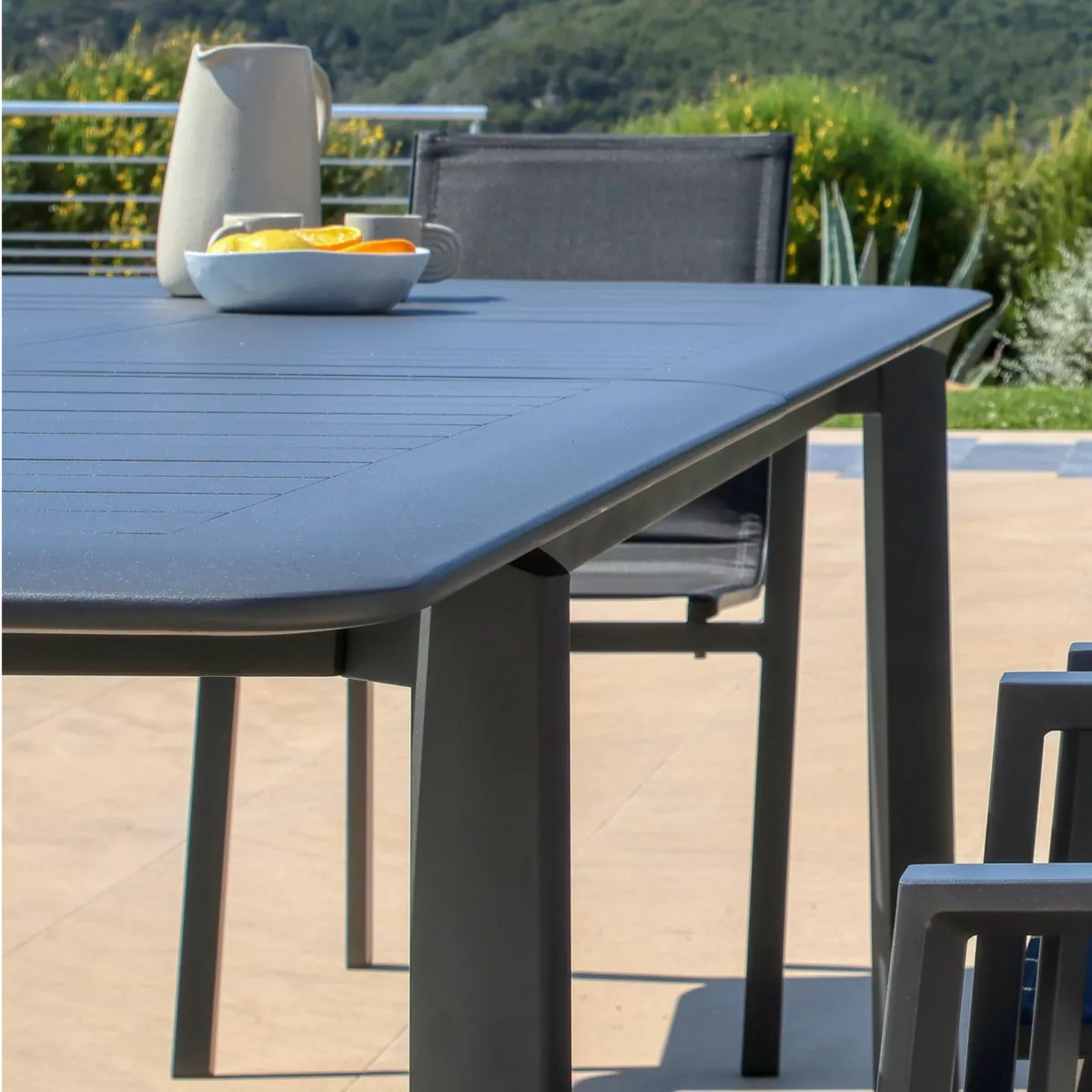 Table de jardin extensible aluminium 10 places (286 x 100 cm) Portofino - Gris anthracite