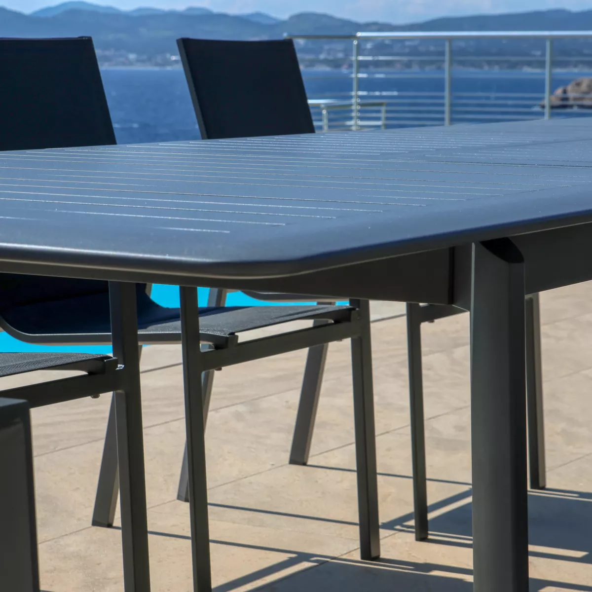 Gartentisch ausziehbar Aluminium - bis zu 10 Pers. (286 x 100 cm) Portofino - Anthrazitgrau