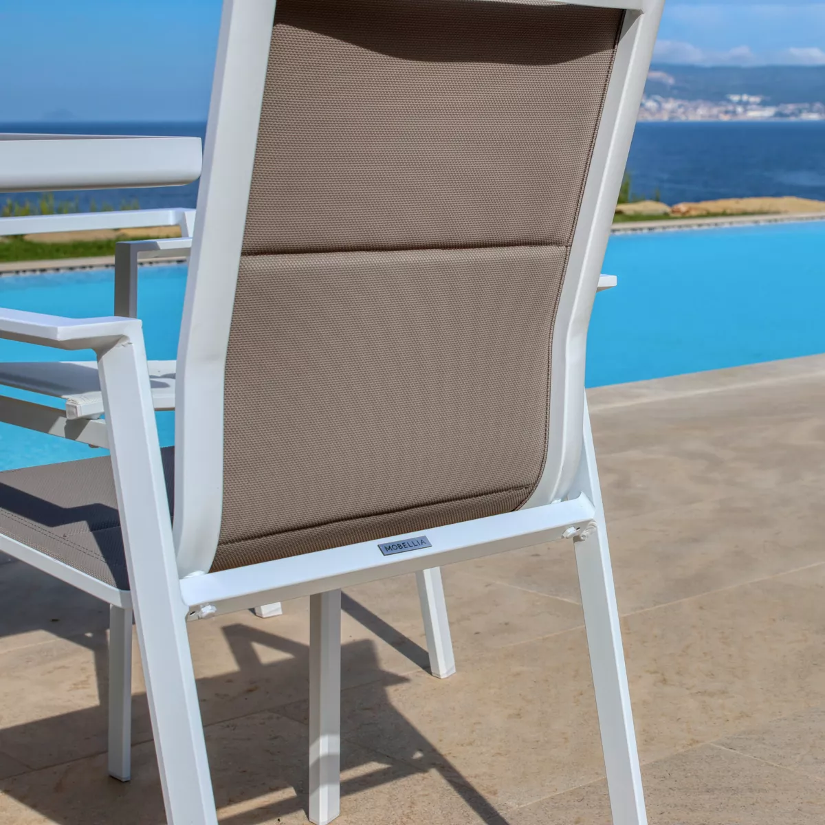 Fauteuil de jardin empilable aluminium Portofino - Taupe