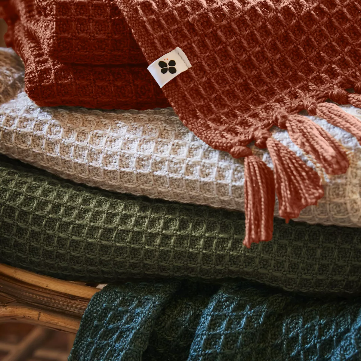 Manta de sofá en material reciclado (180 x 220 cm) Gabin Terracota