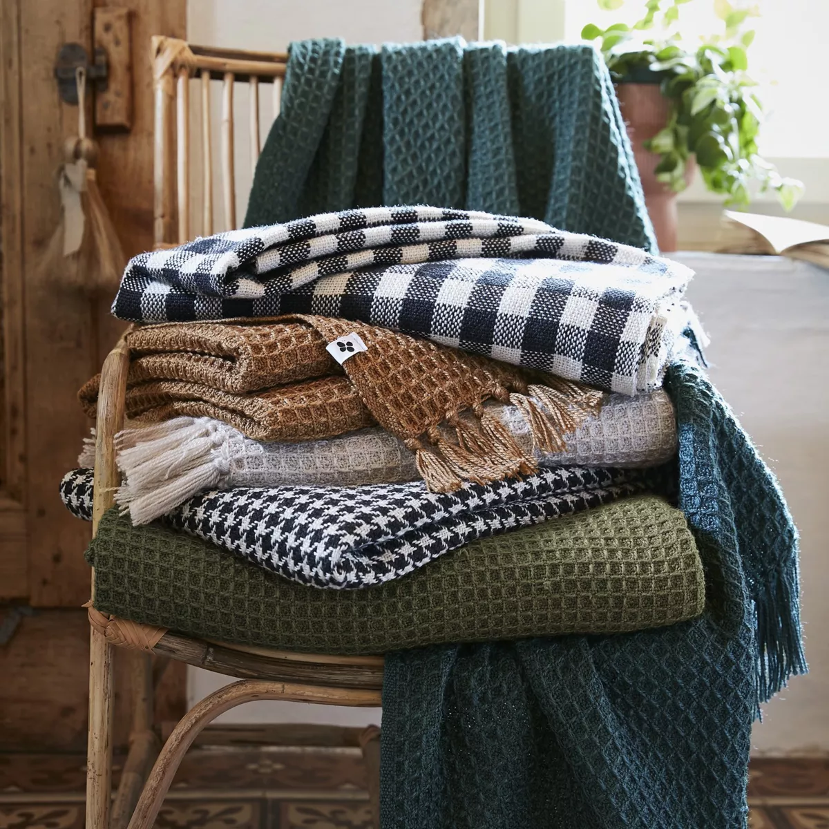 Sofadecke aus recyceltem Material (130 x 160 cm) Gabin Terrakotta