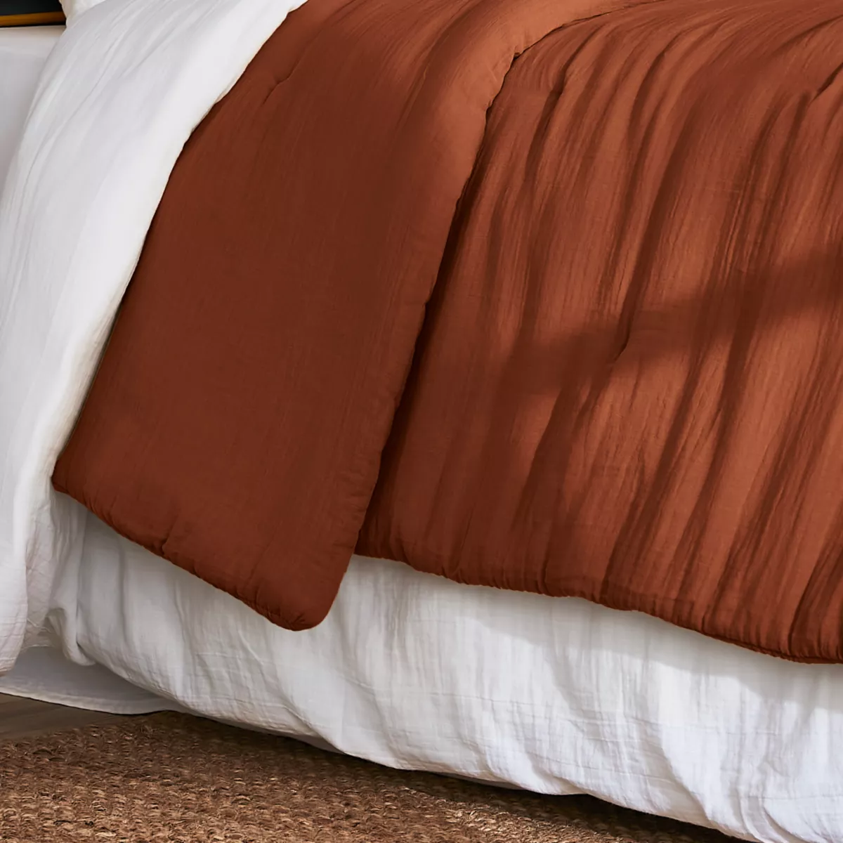 Couvre-lit gaze de coton (240 x 220 cm) Gaïa Terracotta