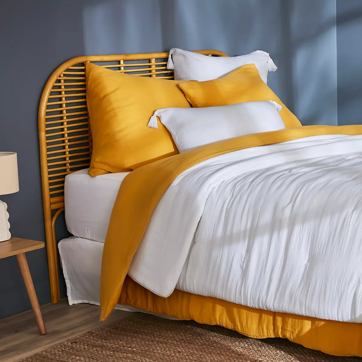 Bedsprei Katoengaas (180 x 240 cm) Gaïa Roomwit