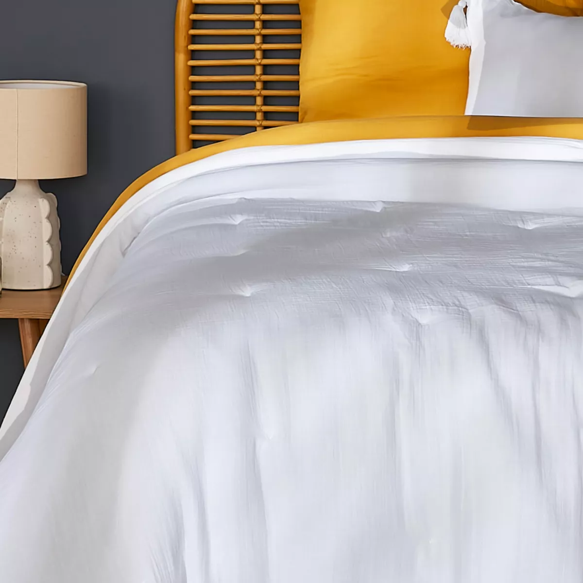 Bedsprei Katoengaas (180 x 240 cm) Gaïa Roomwit