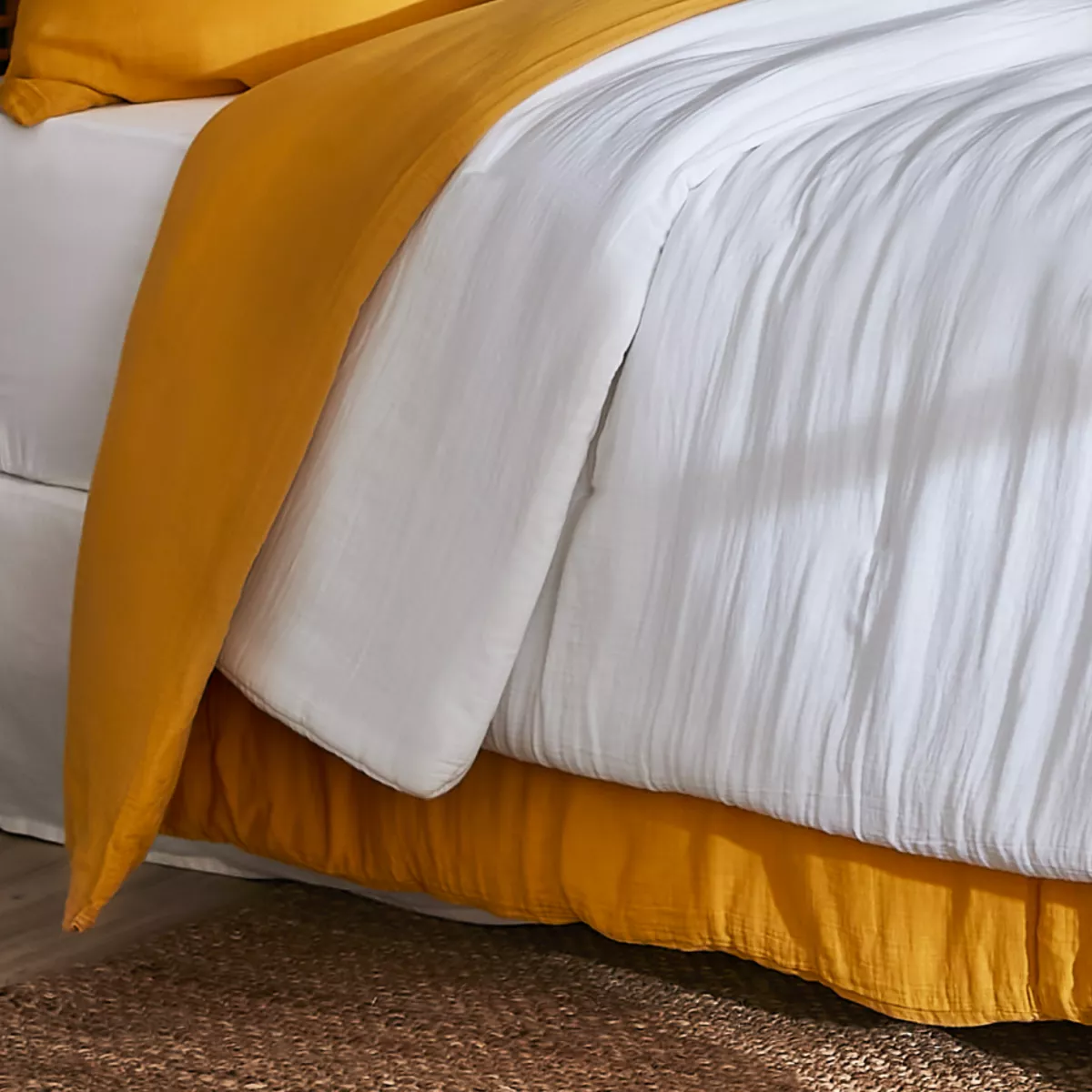 Bedsprei Katoengaas (260 x 240 cm) Gaïa Roomwit