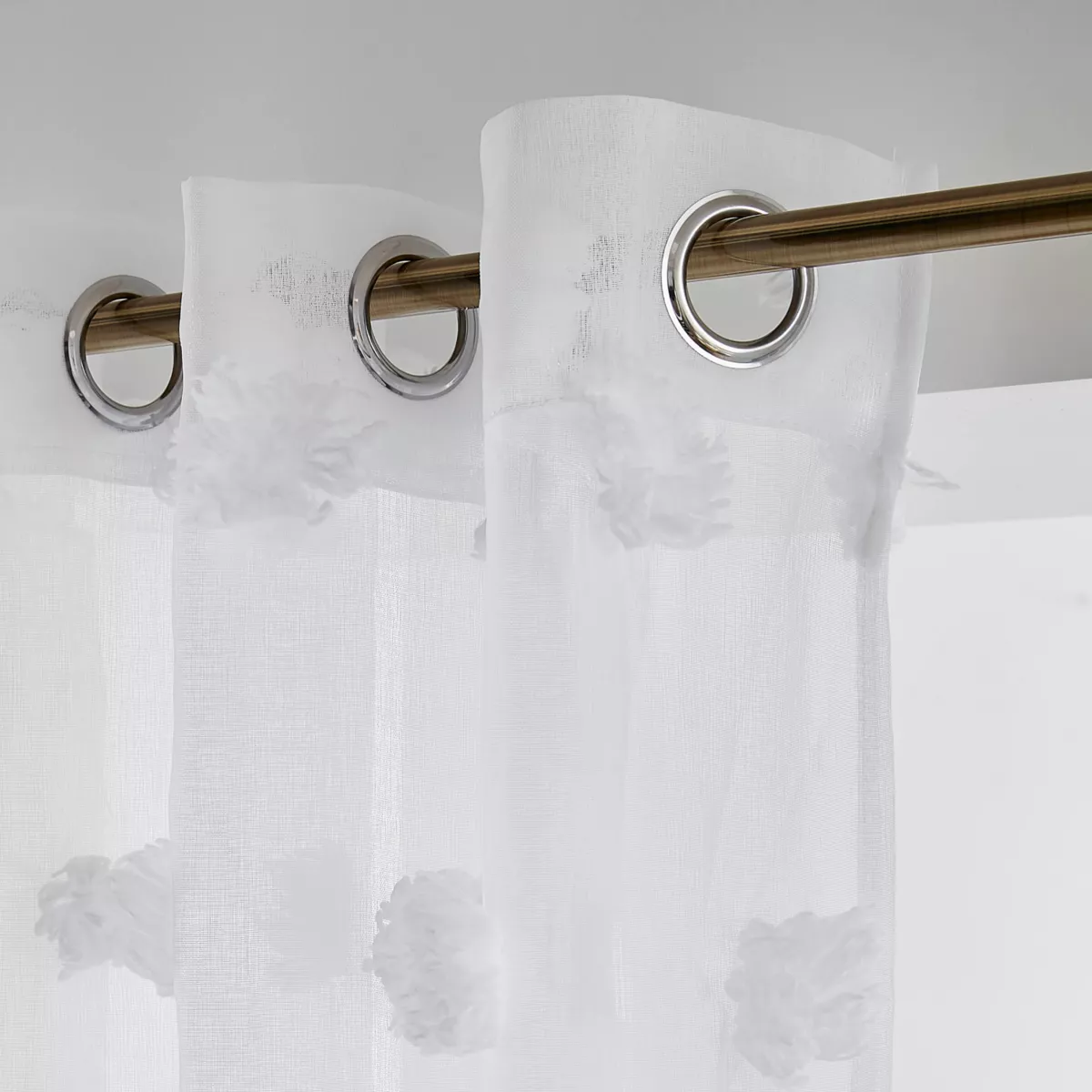 Gardine mit Ösen & Pompons (180 x 240 cm) Suzie Weiß