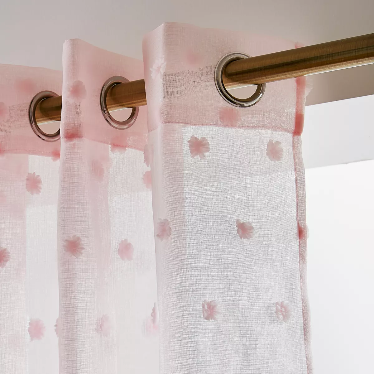 Gardine mit Ösen & Pompons (140 x 240 cm) Emie Rosa