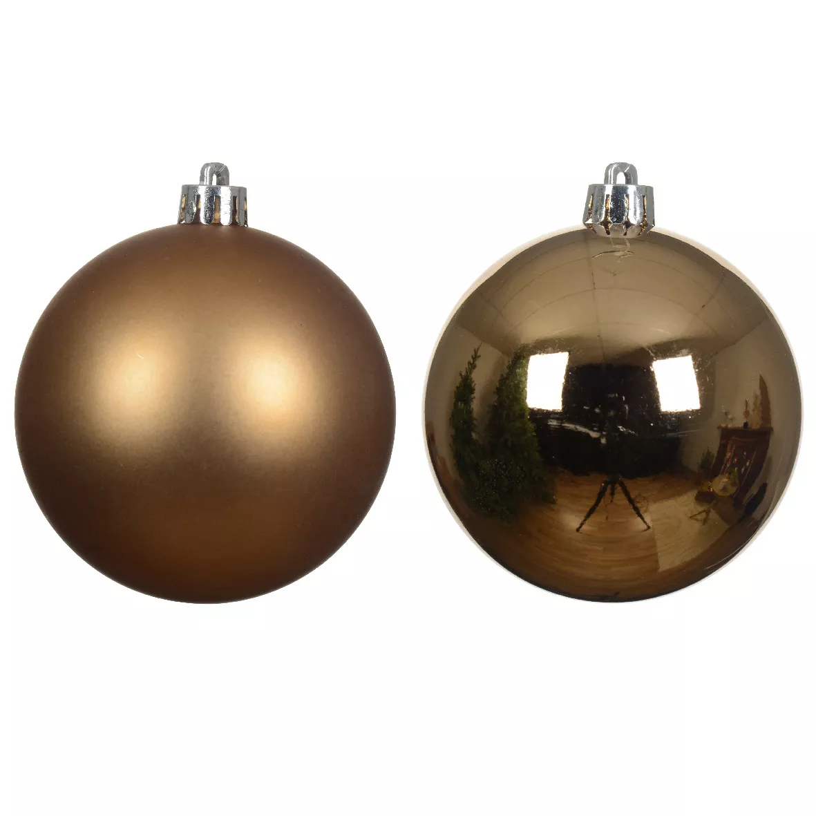 Lot de 12  Boules incassable brill- mat ALPINE dia6.00cm brun noix de pe1 