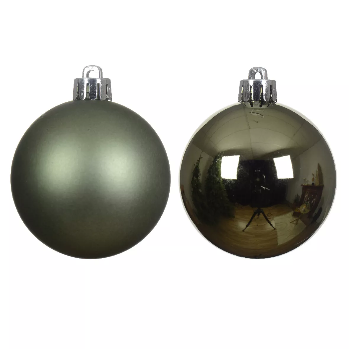 Lot de 12  Boules incassable brill- mat ALPINE dia6.00cm vert romarin