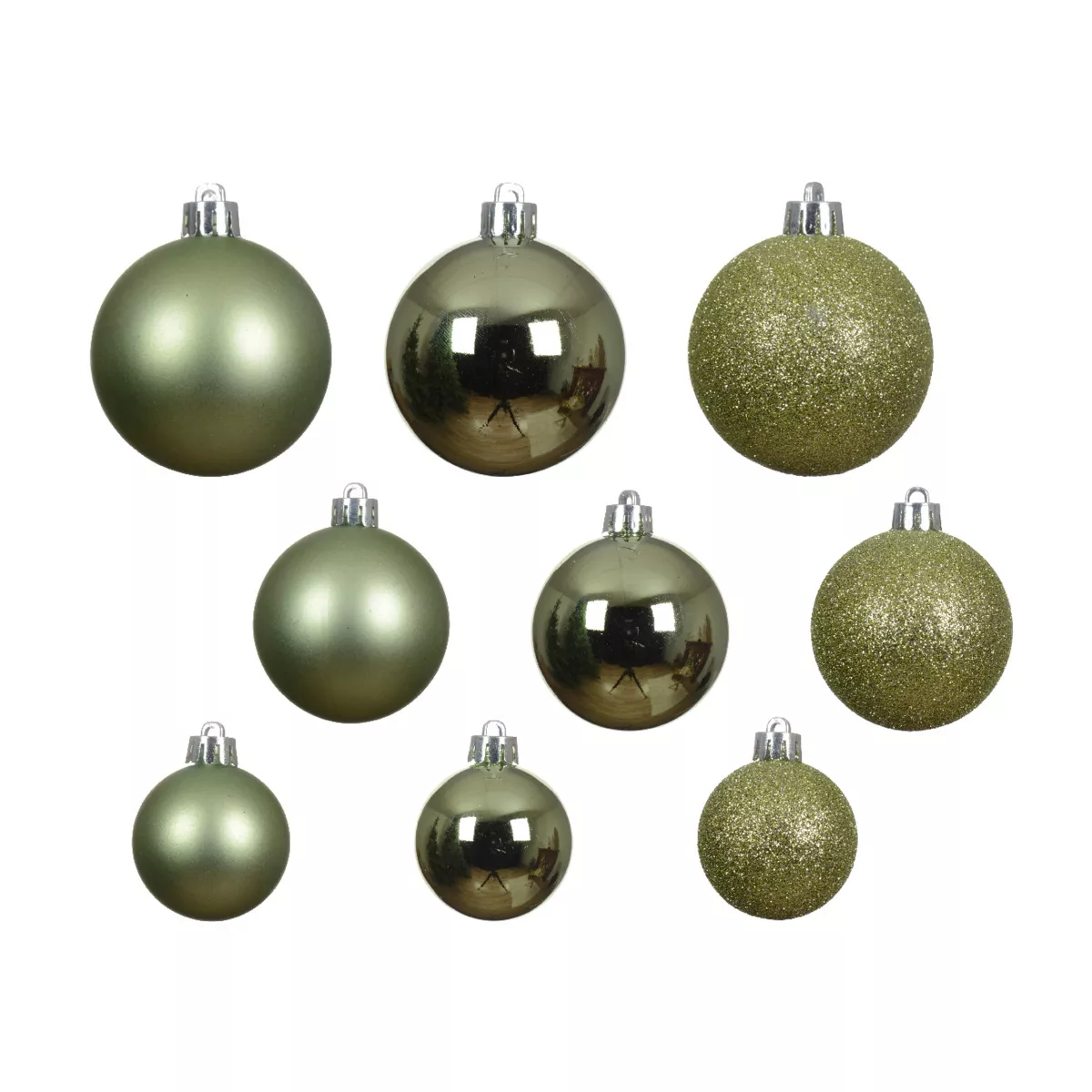 Lot de 30  Boules incassable brill- mat- paill ALPINE dia6.00cm the vert