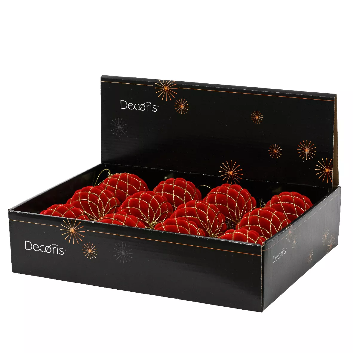 Set di 12 palline di Natale (D80 mm) Buckingham Rosso e oro
