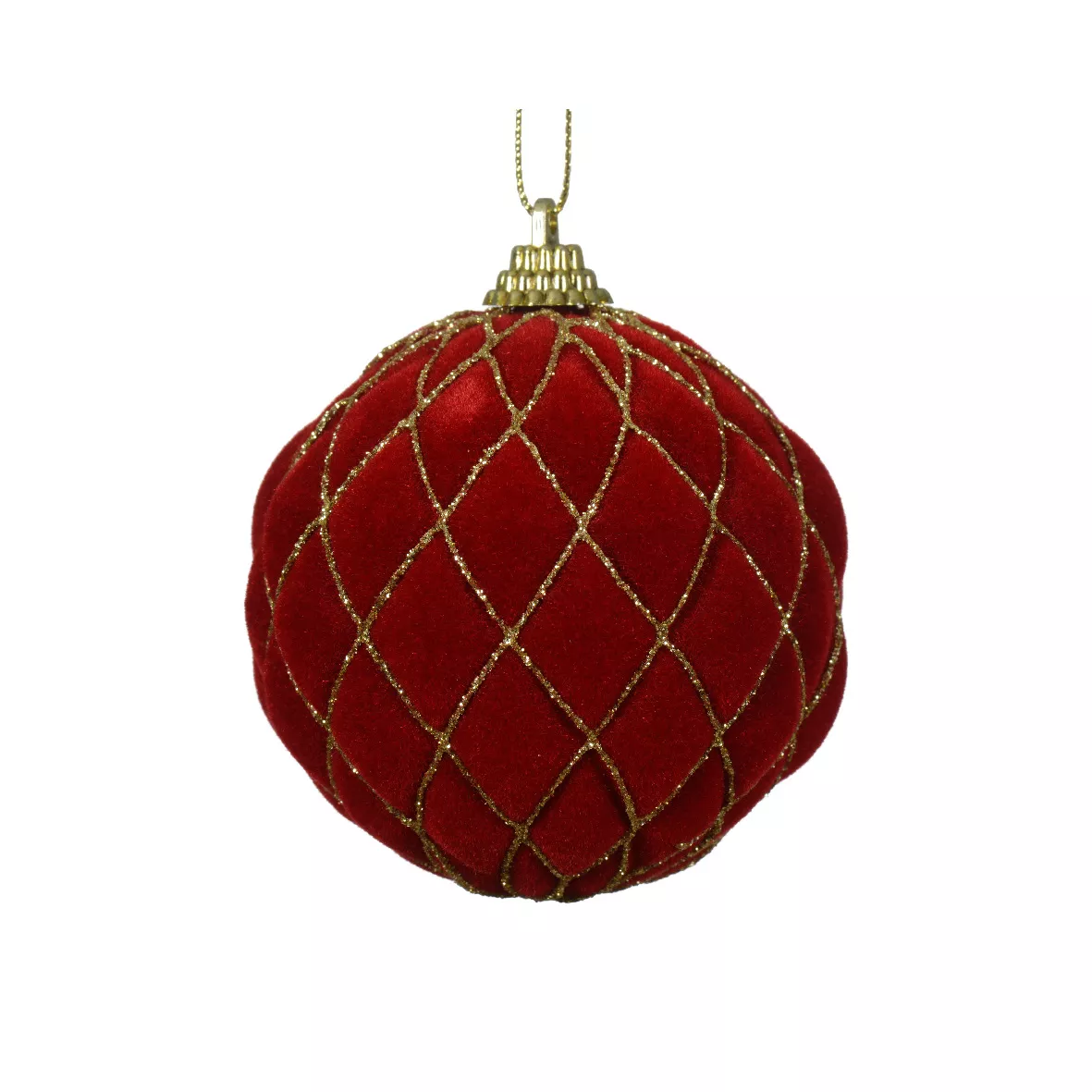 Set di 12 palline di Natale (D80 mm) Buckingham Rosso e oro