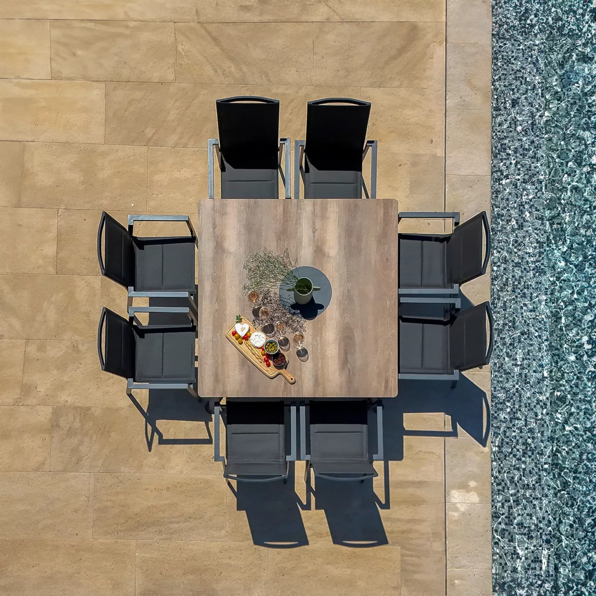 Quadratischer Gartentisch Aluminium 8 Pers. (136 x 136 cm) Amalfi - Anthrazitgrau