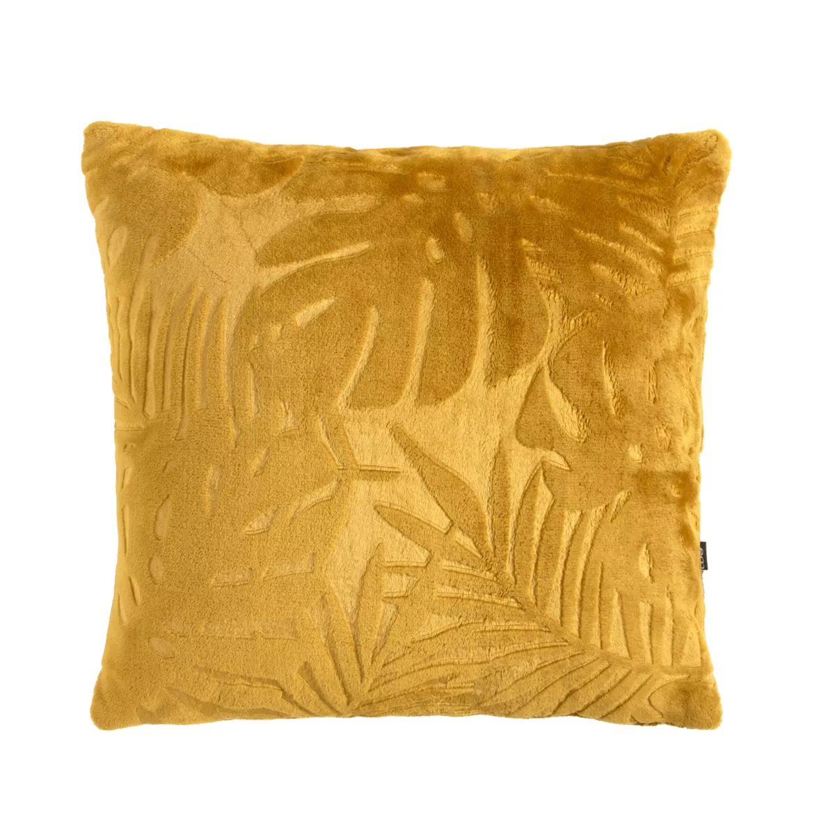 Coussin carré flanelle (45 x 45 cm) Flore Jaune moutarde