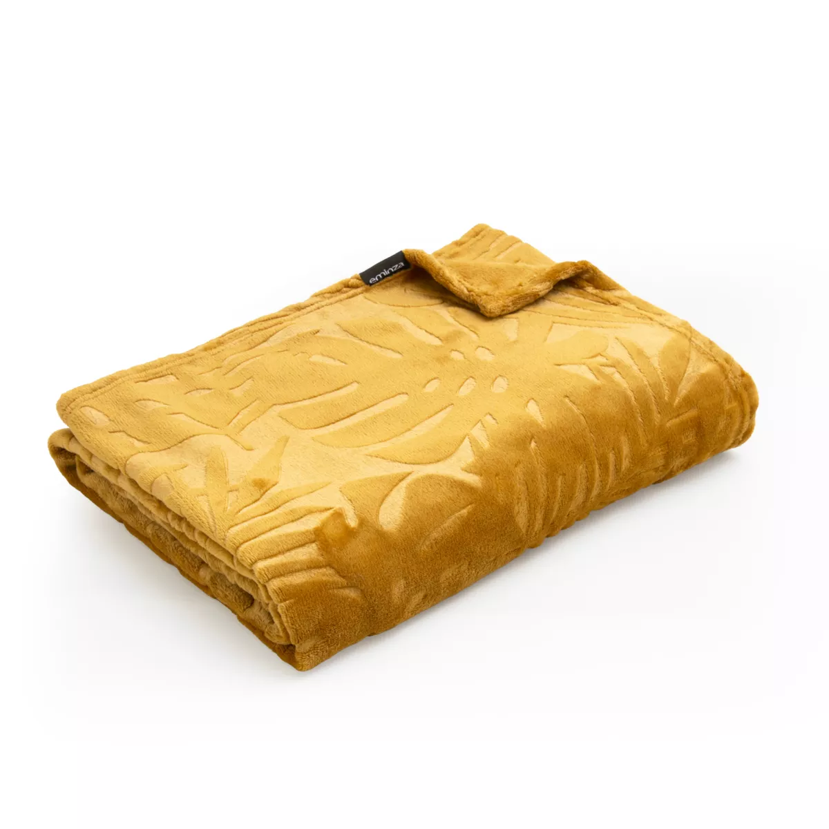 Manta suave en franela (220 x 240 cm) Flora Amarillo mostaza