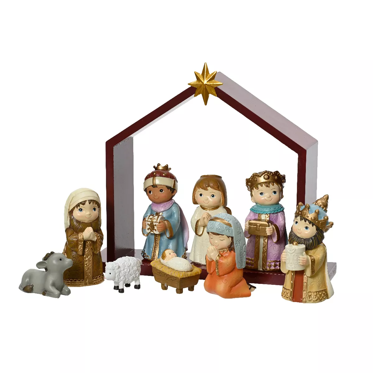 1 Creche noel mdf- polyresine L26.70-W6.90-H22.00cm multi