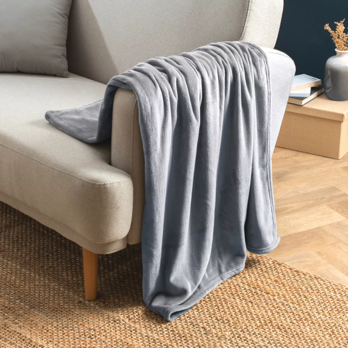 Manta suave en franela (125 x 150 cm) Didou Gris claro