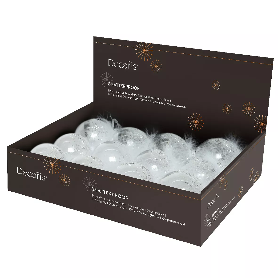 12er Set transparenter Weihnachtskugeln (D80 mm) Glamour