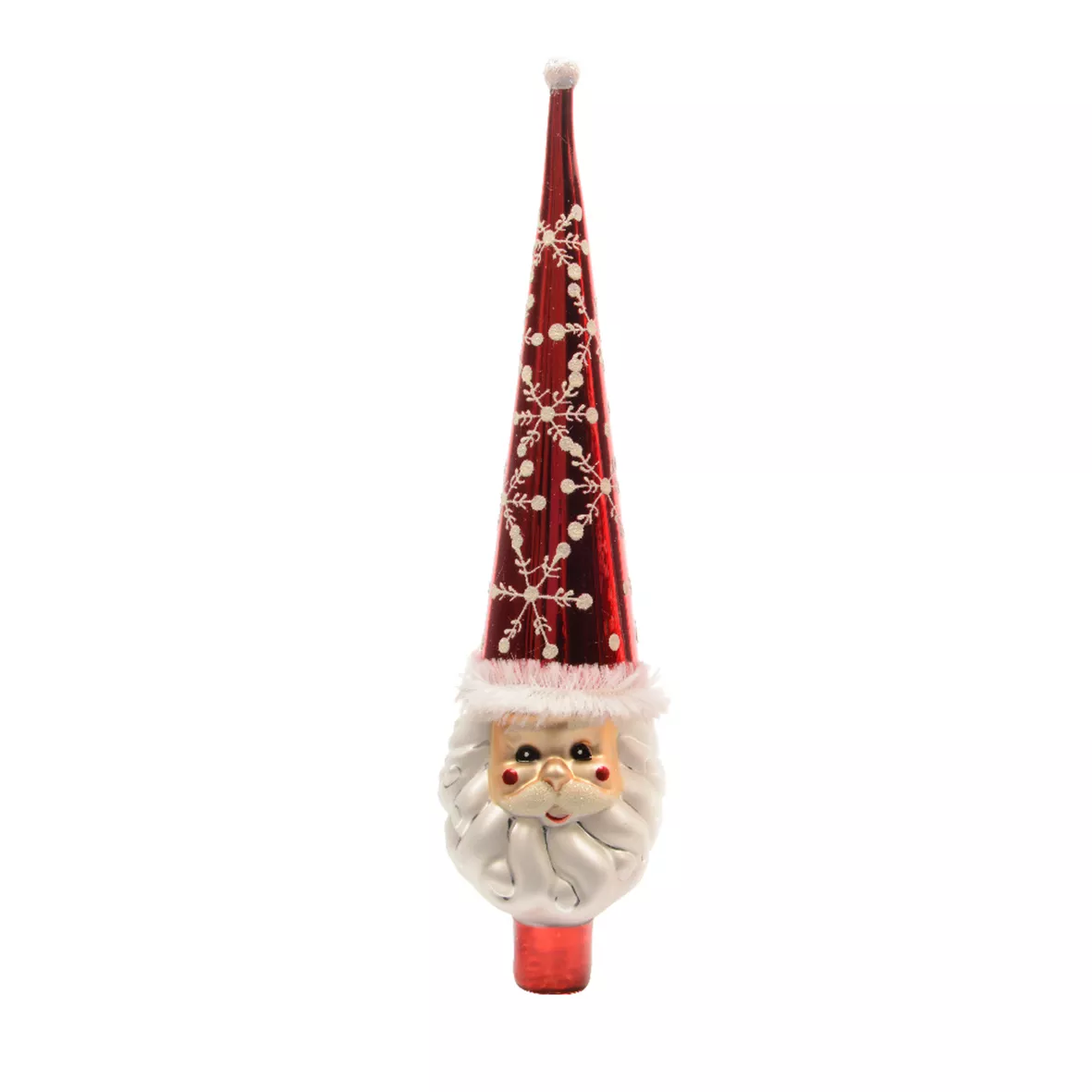 Puntale dell'albero di Natale in vetro Babbo Natale Felice
