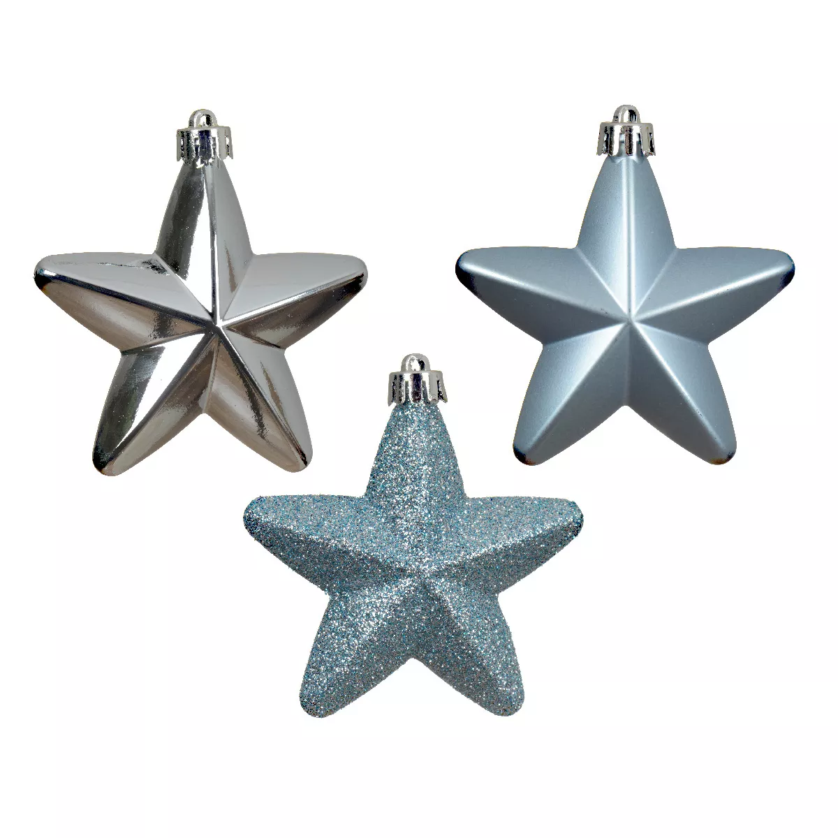 Set von 6  Weihnachtssternen zum Aufhängen Alpin Eisblau