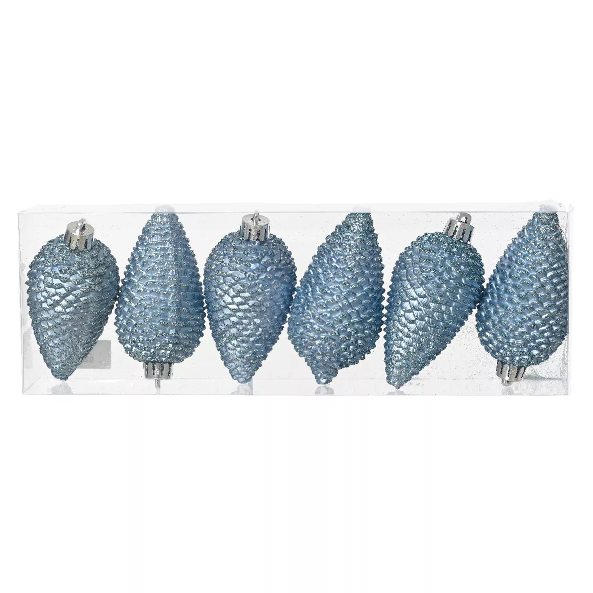 Lot de 6 pommes de pin à suspendre Alpine Bleu glacé