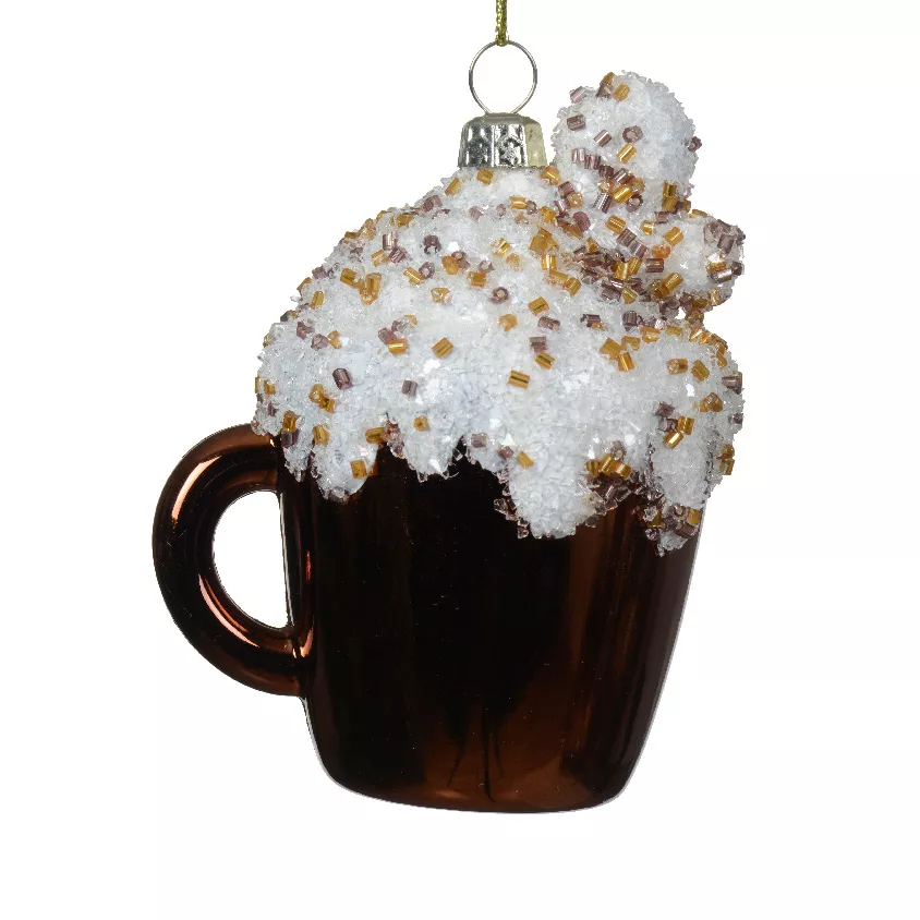 Tazza da caffè da appendere (H9 cm) Infrangibile e glitterata Marrone