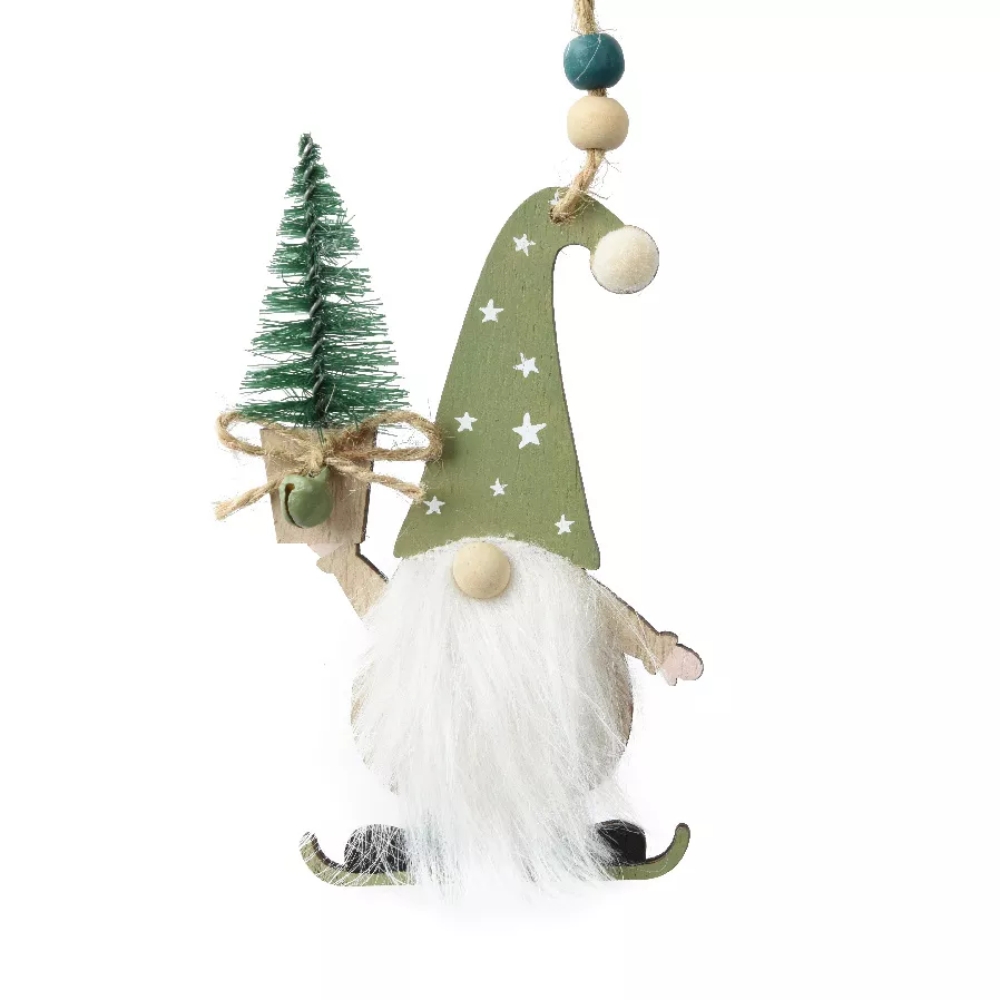 Elfo di Natale da appendere (H11 cm) Il mio albero Verde