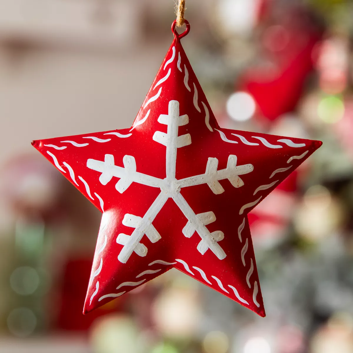 Stella di Natale da appendere in metallo (D11 cm) Avoriaz Rosso