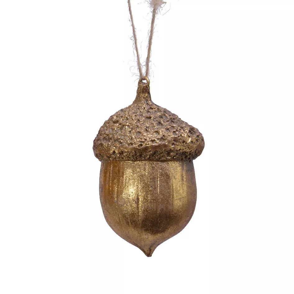 Ghianda di Natale da appendere (H8 cm) Quercia d'antan Oro